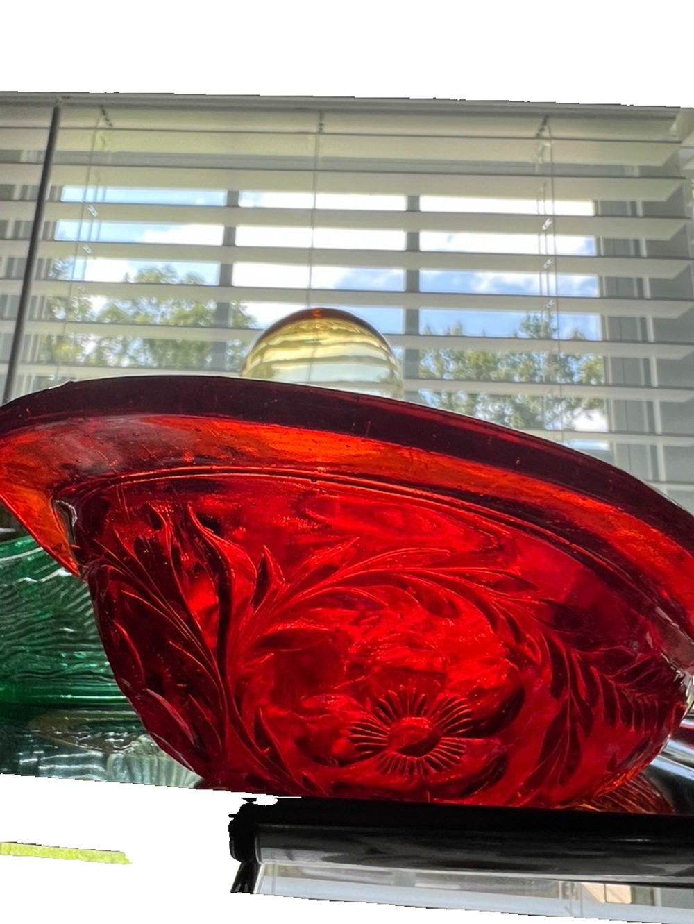 Rare Vintage 1930's Amberina McKee Glass Oval Dish Ruby Red Rock Crystal GLOWS